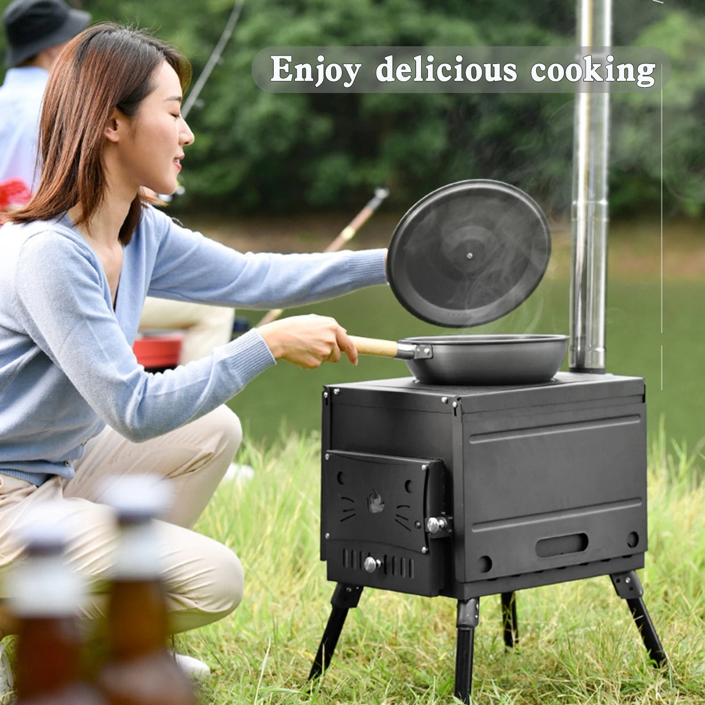 DARUPSUN Outdoor Portable Camping Wood Stove Picnic Cook Folding Heating Wood Burning