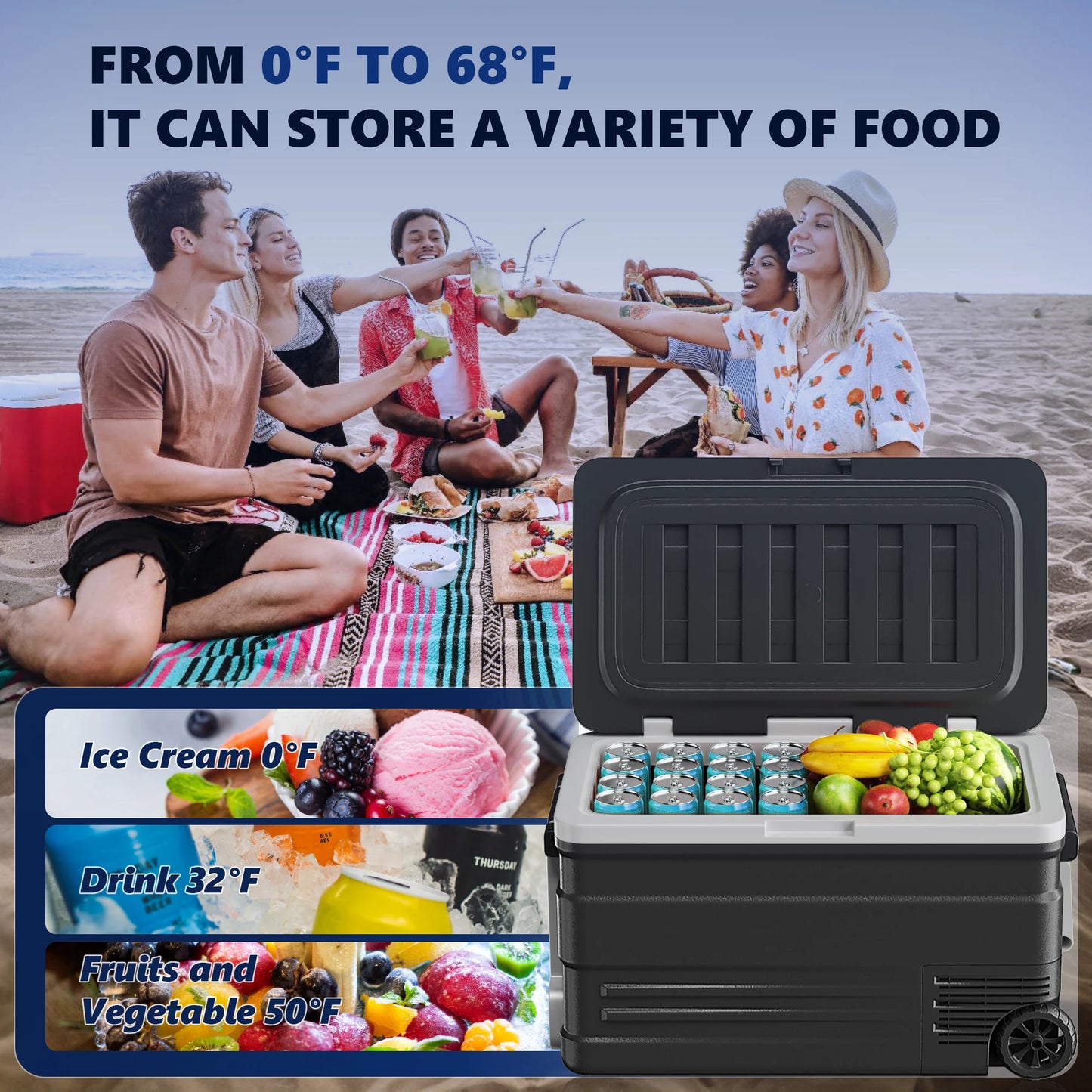 75L Portable Car Refrigerator Compressor Fridge Freezer
