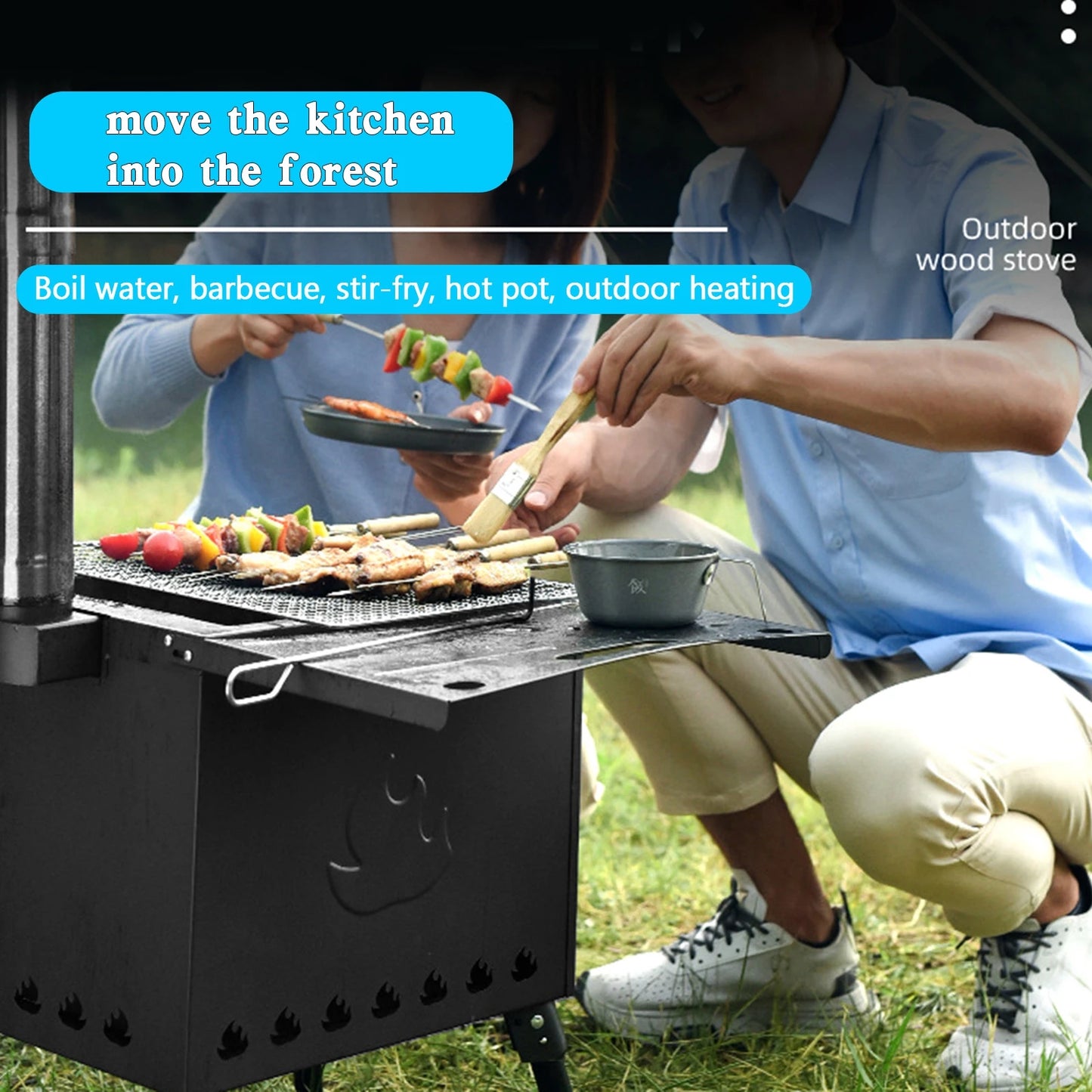 DARUPSUN Outdoor Portable Camping Wood Stove Picnic Cook Folding Heating Wood Burning
