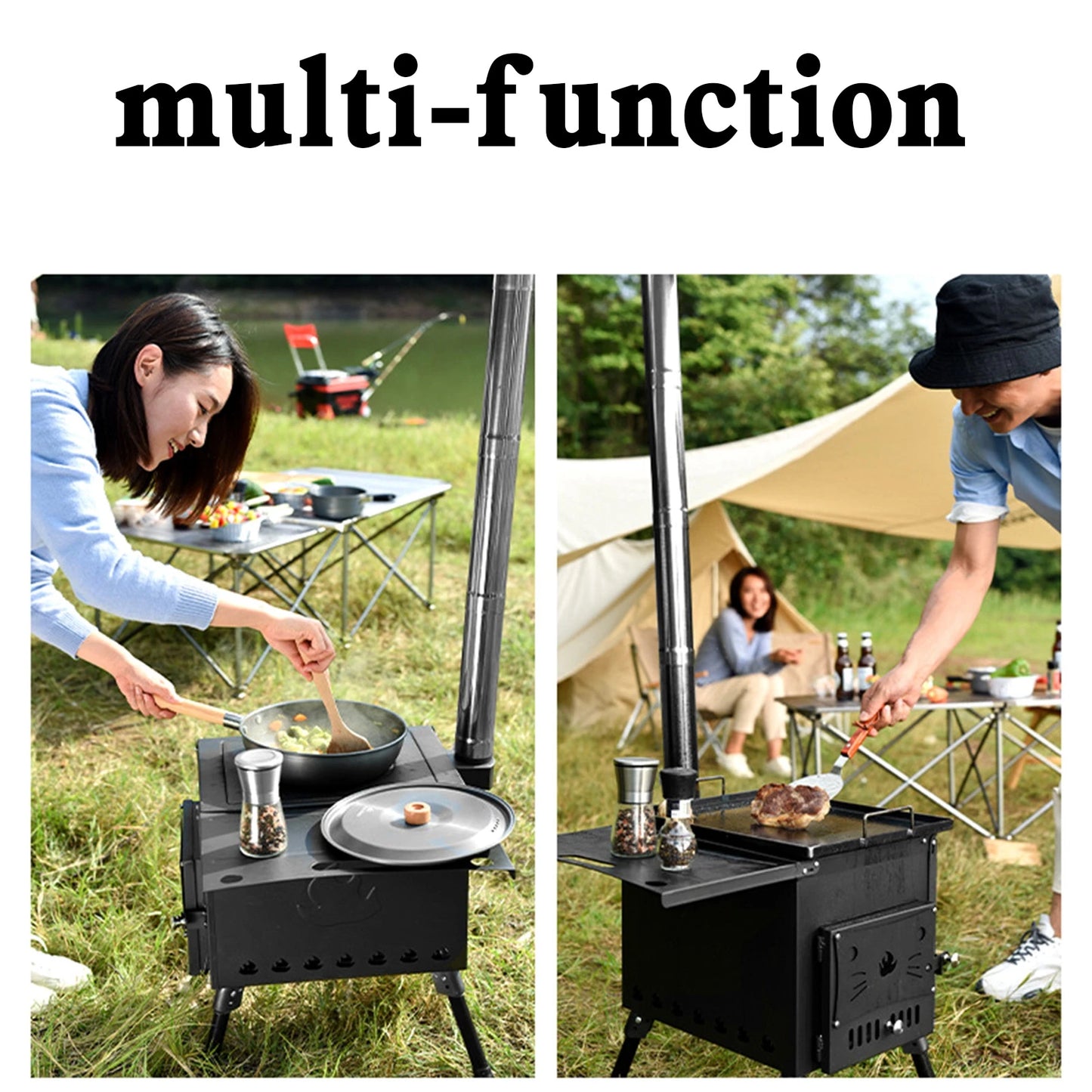 DARUPSUN Outdoor Portable Camping Wood Stove Picnic Cook Folding Heating Wood Burning
