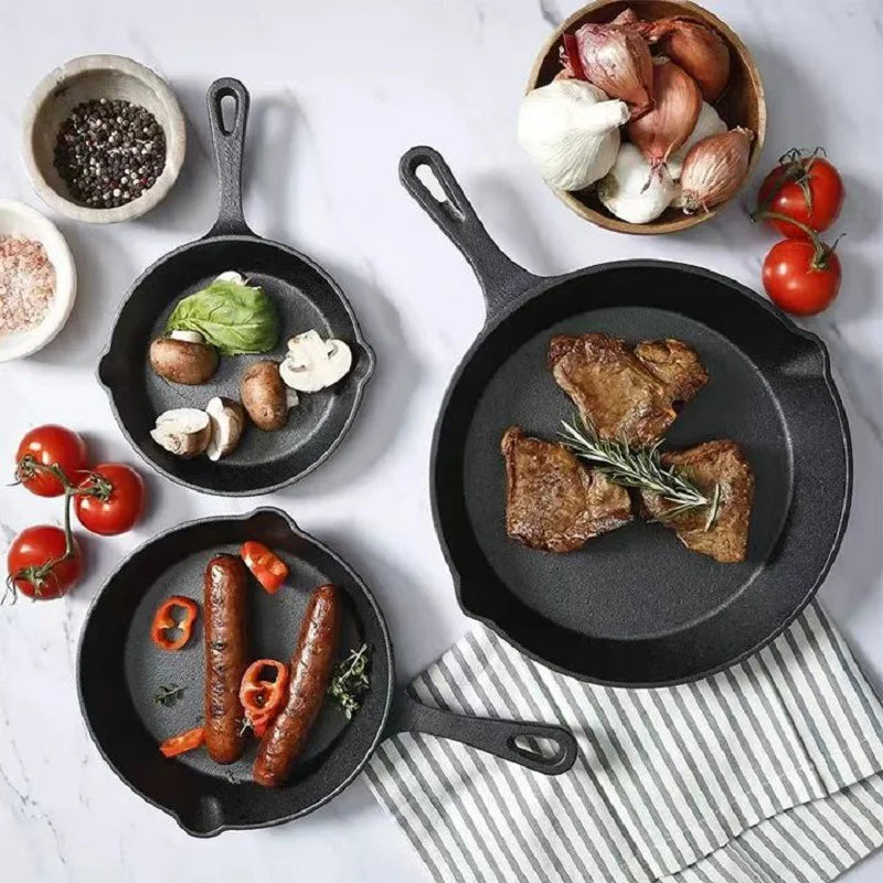 "3-piece cast iron cookware se, 6-inch/8-inch/10-inch cast iron skillets.