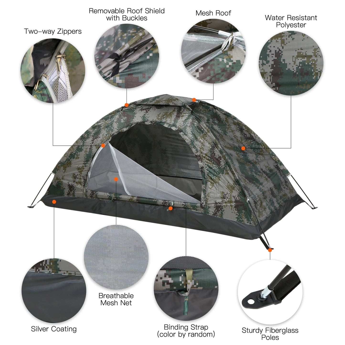 1/2 Person Ultralight Camping Tent Single Layer Portable.