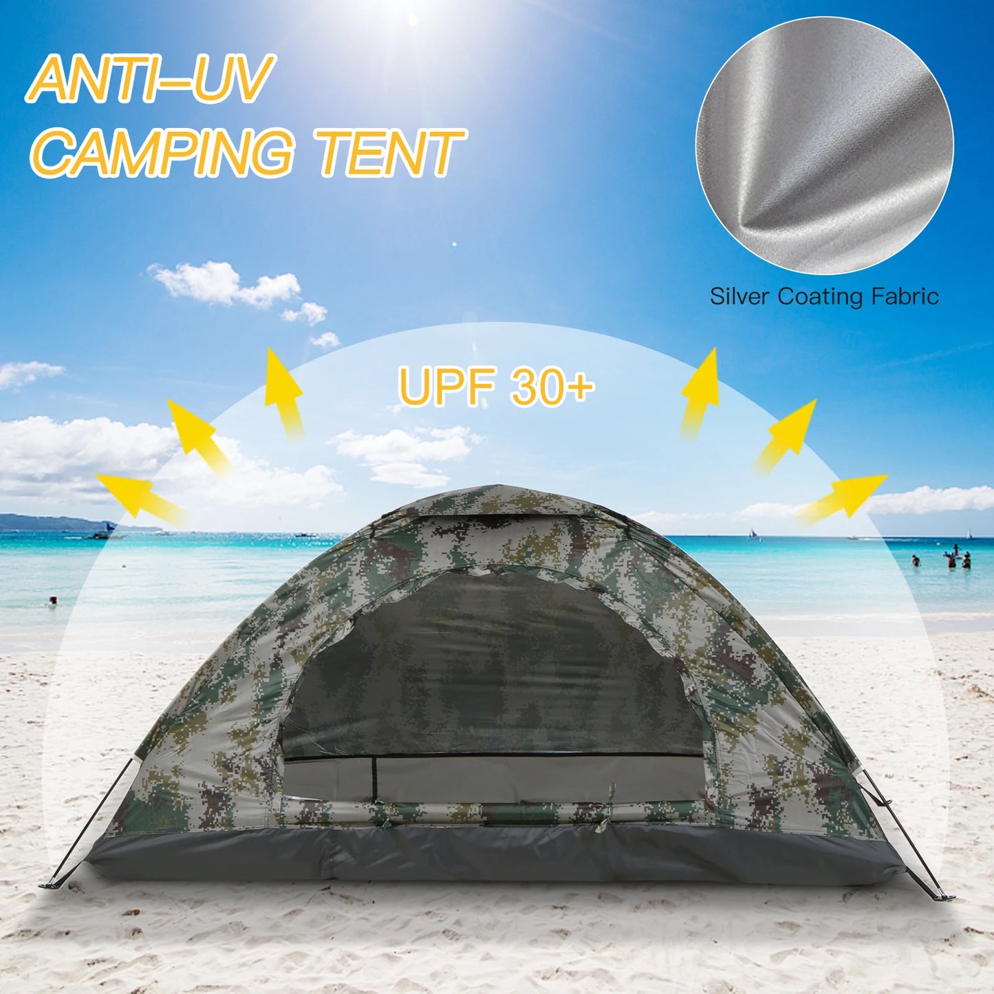 1/2 Person Ultralight Camping Tent Single Layer Portable.