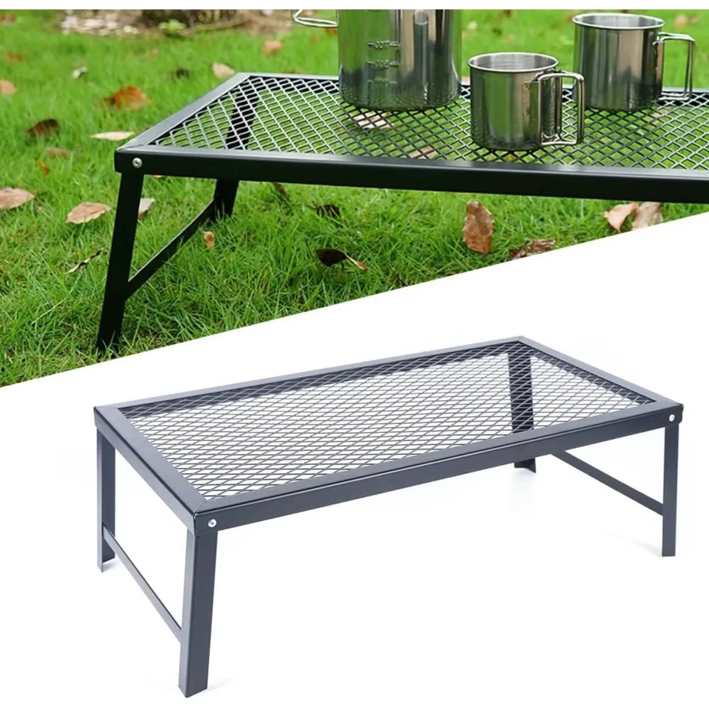 Folding Outdoor Camping BBQ Grill, Picnic Campfire Pit Over Fire Cooking Grate for Outdoor Camping Family Small Gathering Party