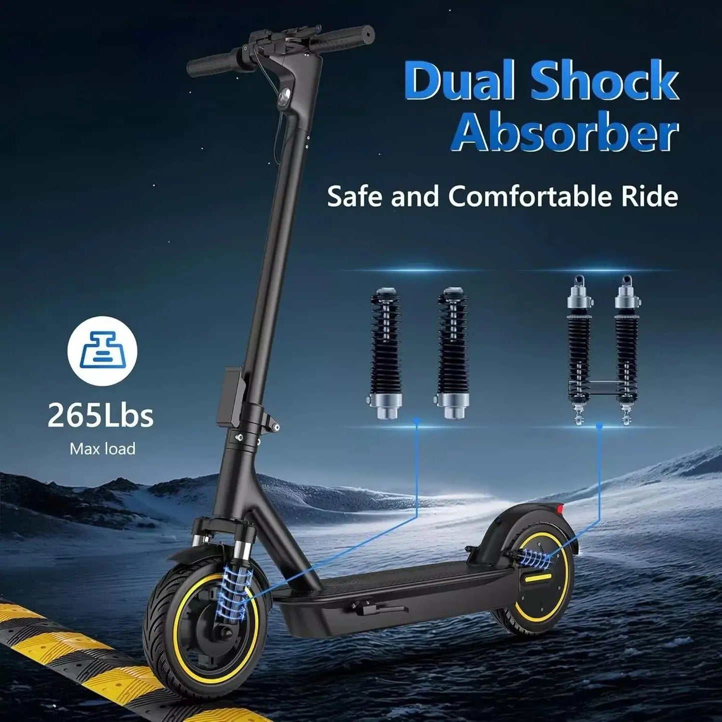 10" Solid tires Folding Electric Scooter 22MPH 500W 14.5AH 28Miles.