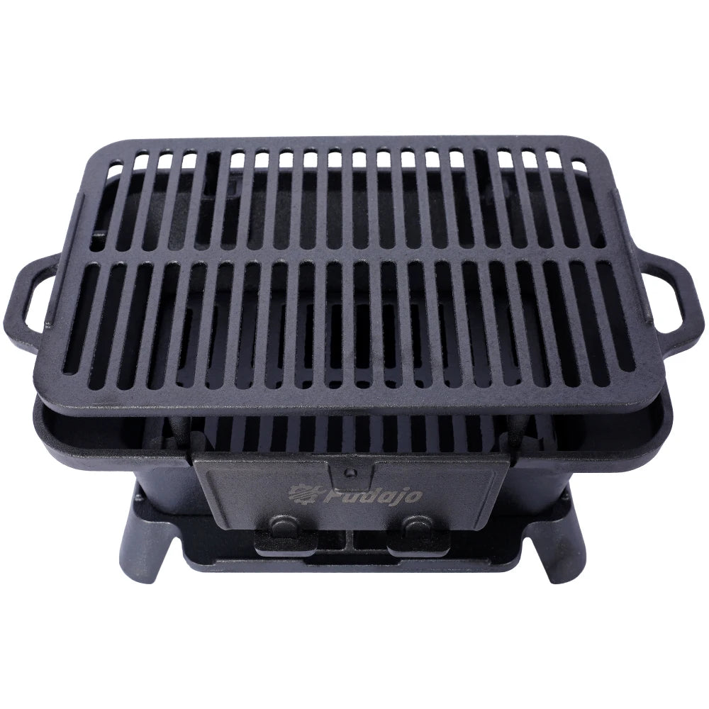 Grill Outdoor, Portable Charcoal Grill Tabletop Cast Iron.