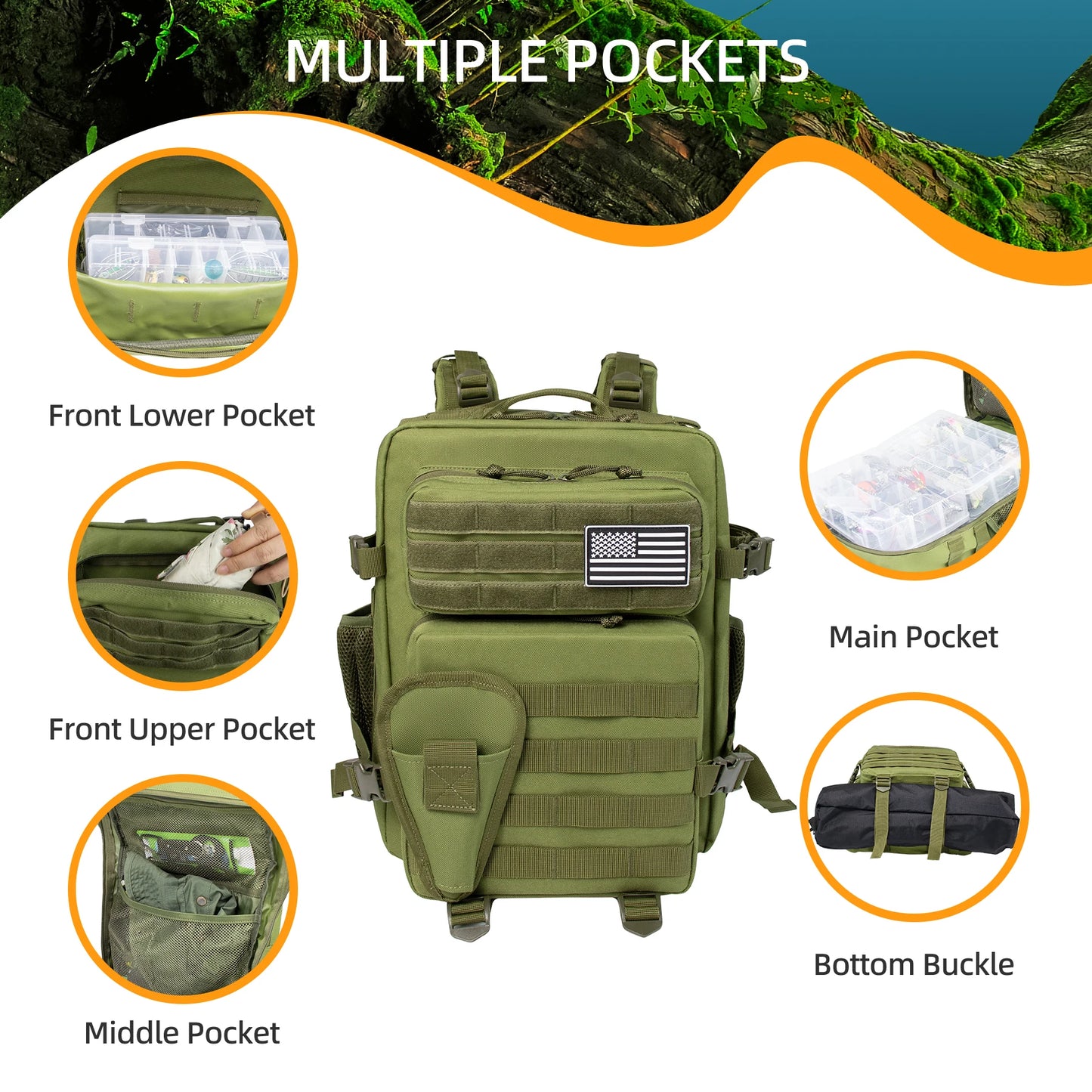 25L Fishing Hunting Backpack .