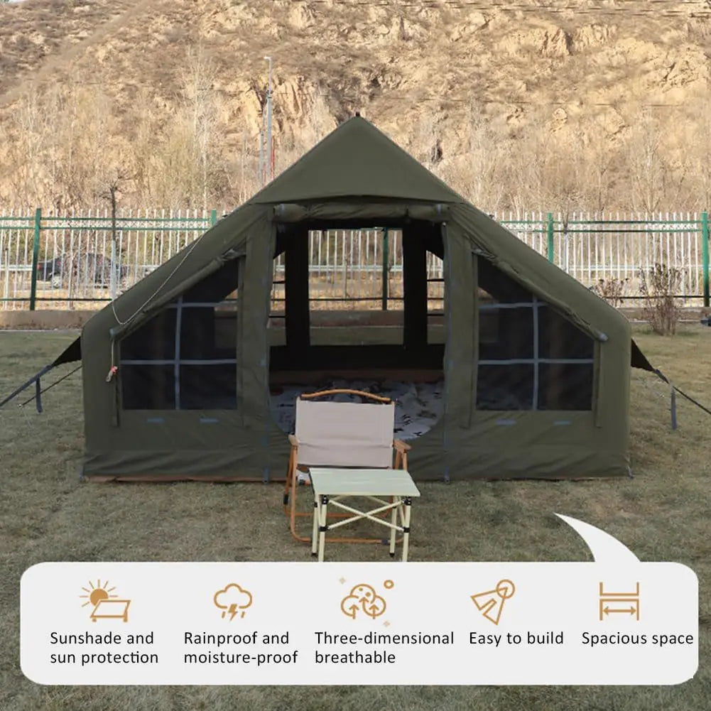 Inflatable Tent for Camping, 6-10 Person Blow up Tent Easy to Set ,Glamping with Stove Jack.