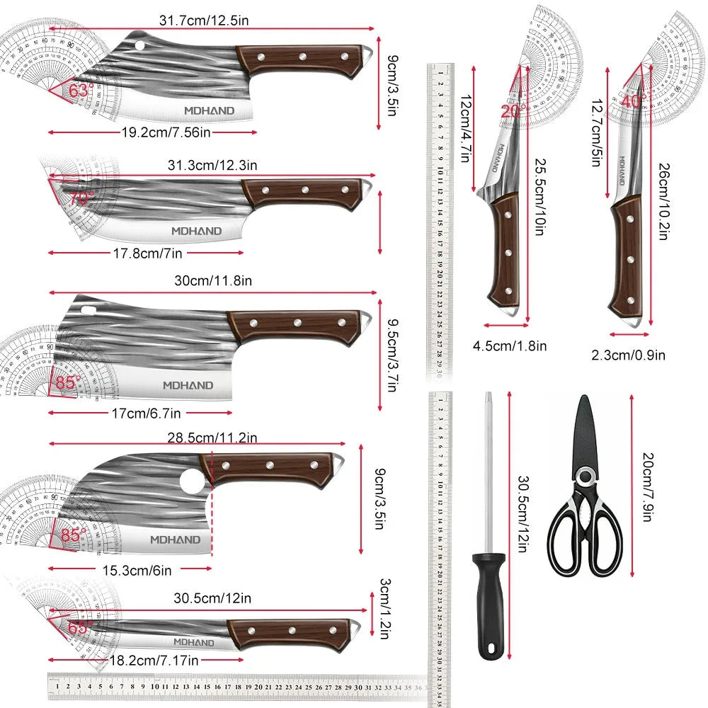 14pcs Chef Knife Hand Forged Kitchen Knives Set.