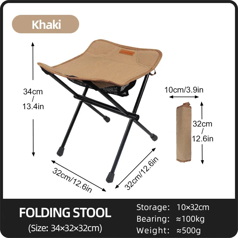 Outdoor Portable Folding Stool Aluminum Alloy Minin Storage Chair.