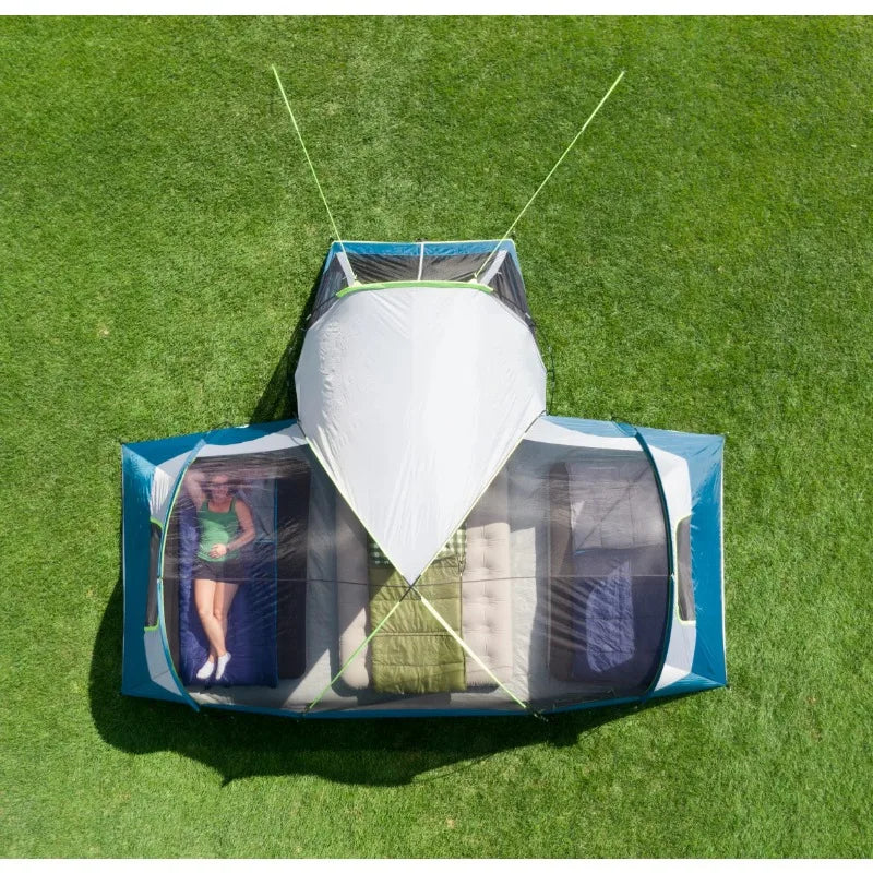 10-Person Dome Tent with Screen Porch – 3-Room Tent with Weather Protection.