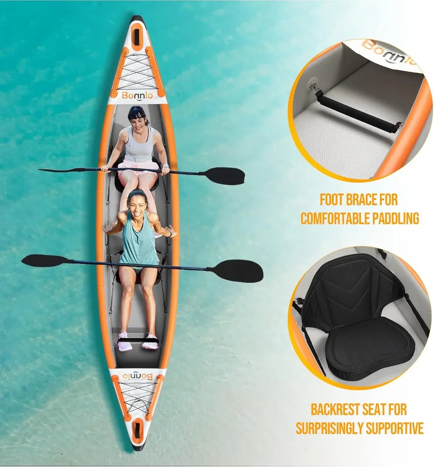 Kayak Foldable with Seats with 7.6 FT Aluminum Oars