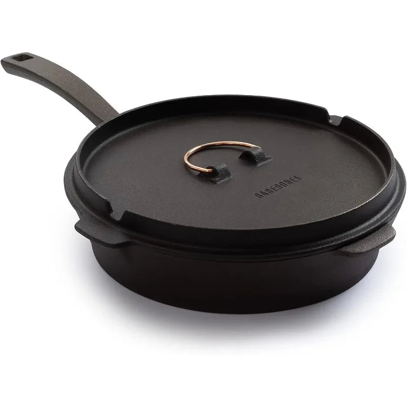 Barebones 10-Inch Cast Iron Skillet with Cast Iron Lid.