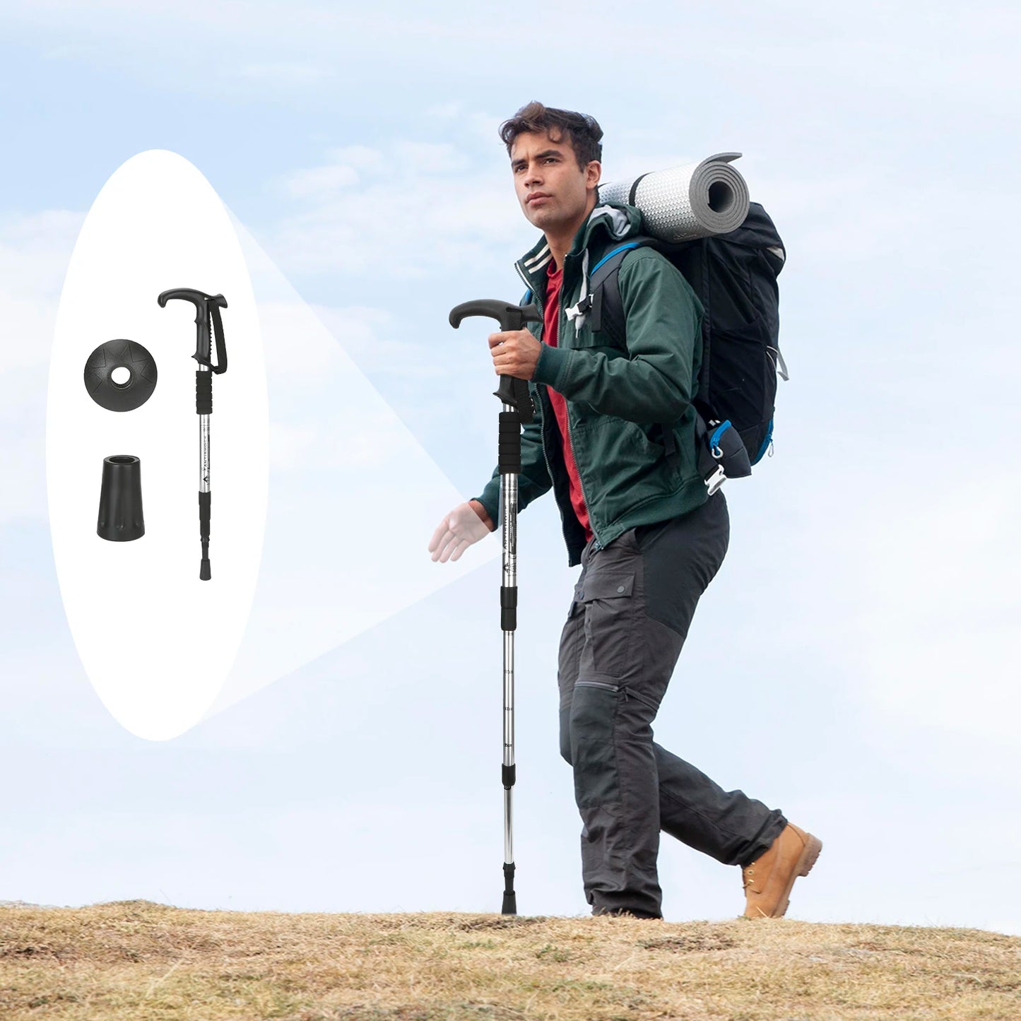 Hiking Stick Trekking Poles Mountaineering Telescopic Stick.