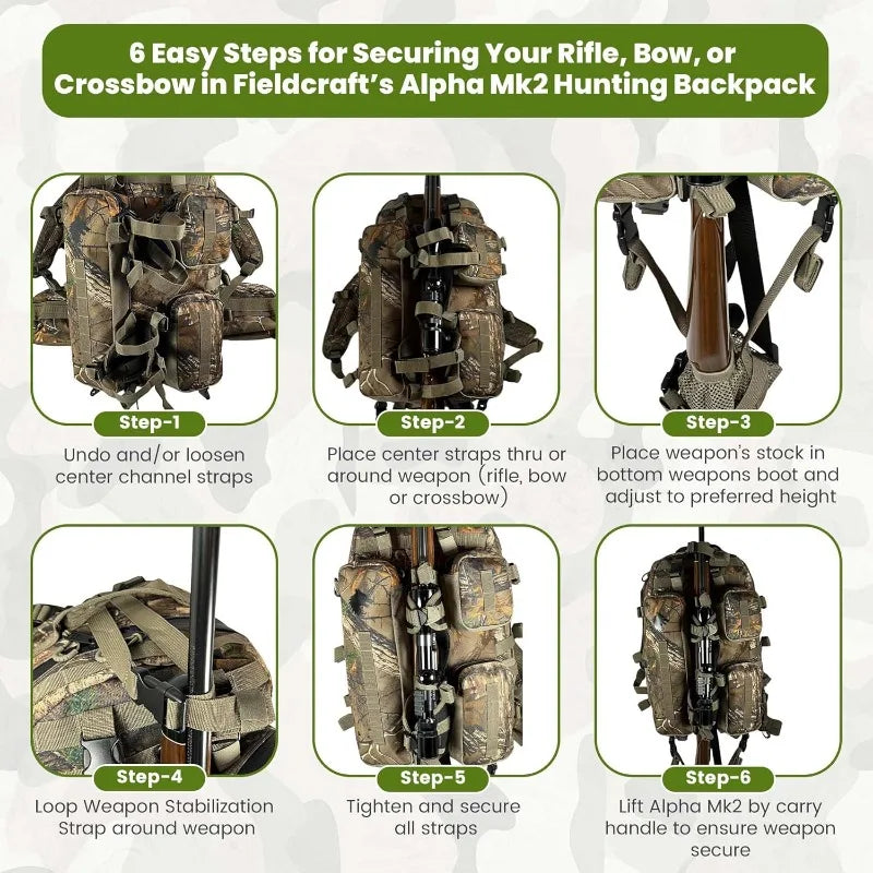 FIELDCRAFT Hunting Backpack Daypack for Rifles, Bows.