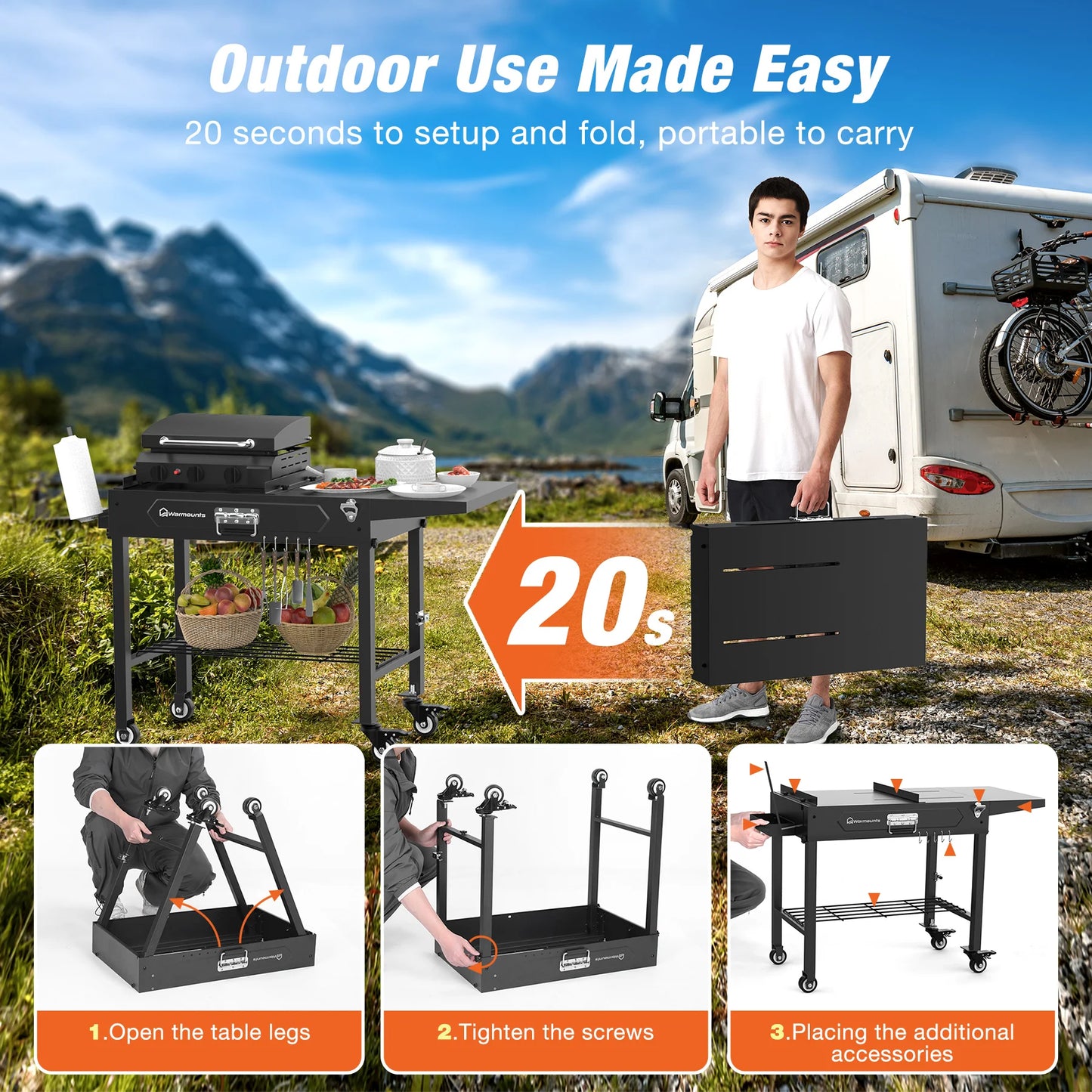 Portable BBQ Cart BBQ Table .