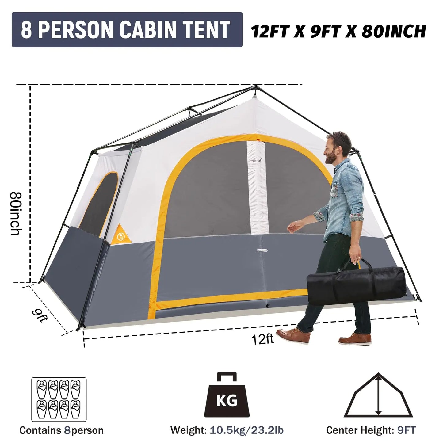 8 Person Camping Tent Portable .
