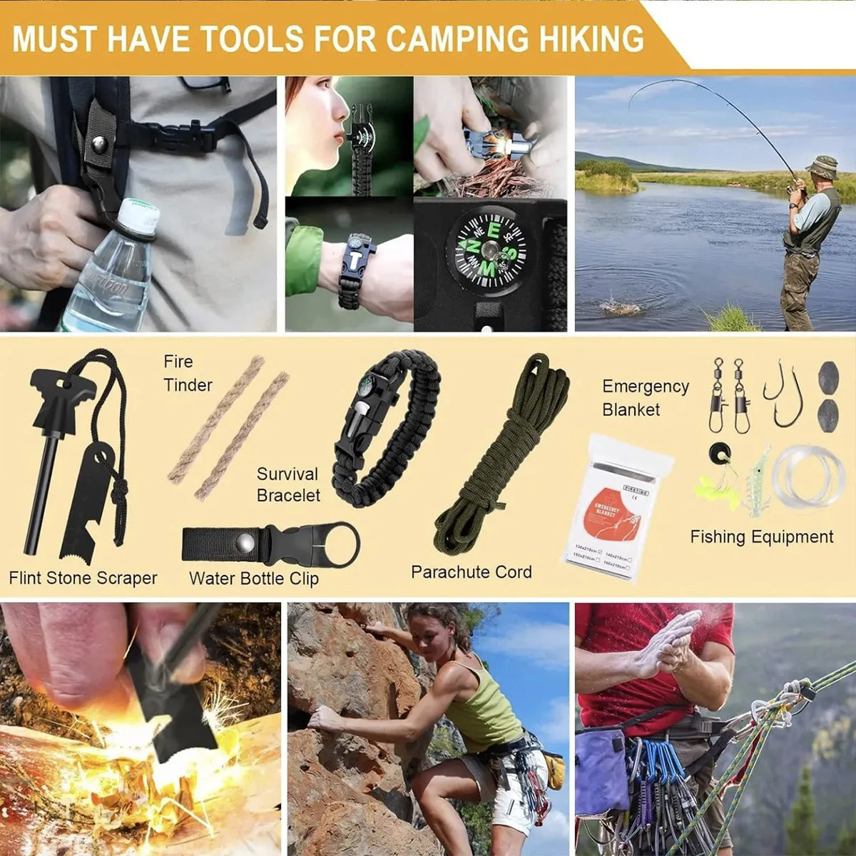Outdoor Emergency Camping Survival Tool Set.