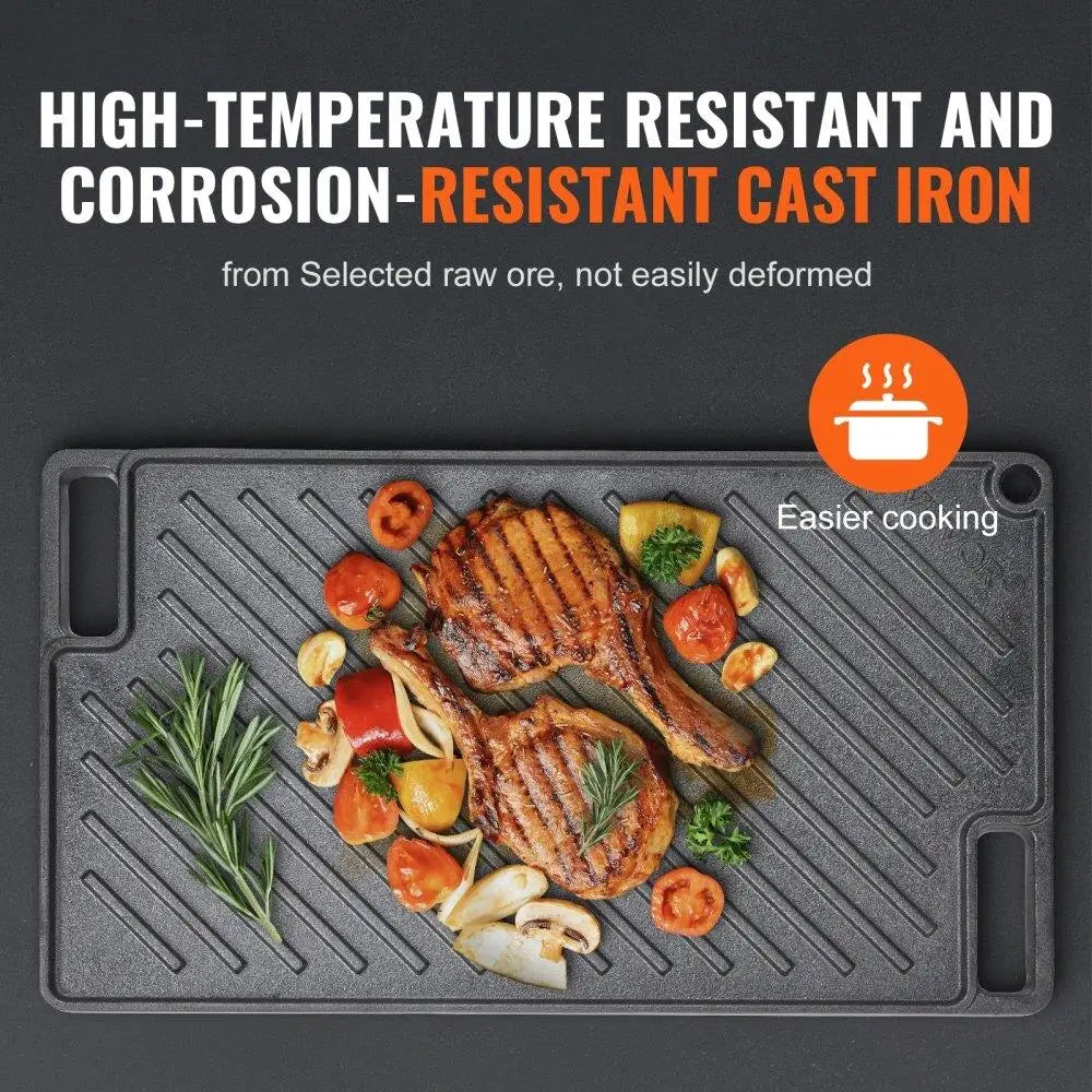 Reversible Cast Iron Griddle Pre-Seasoned.