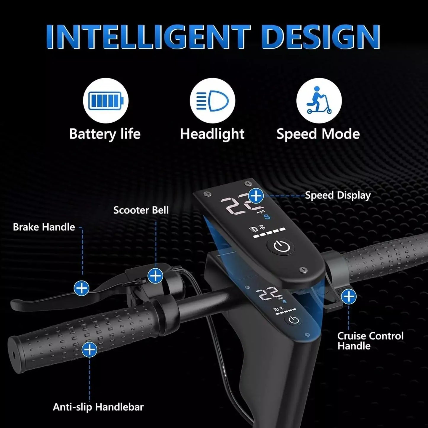 10" Solid tires Folding Electric Scooter 22MPH 500W 14.5AH 28Miles.