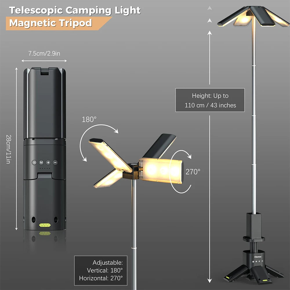 14000mAh Rechargeable Bright Rotatable Telescopic LED RV Camping Lantern.