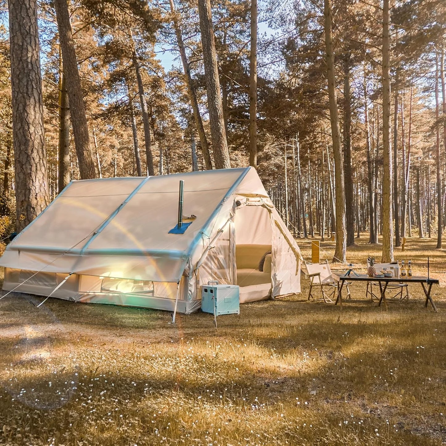 8-10 Person , Large Inflatable Camping Tent with Stove Jack