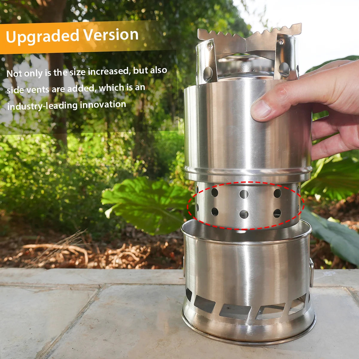 Folding Windproof Wood Burning Stove Compact Stainless Steel