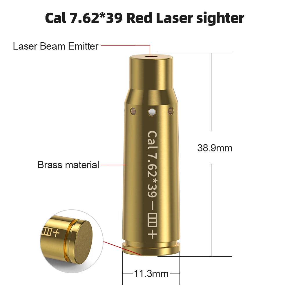 7.62X39 Optics Cartridge Red Dot Brass Bore sighter.