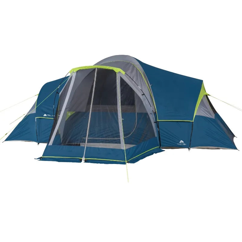10-Person Dome Tent with Screen Porch – 3-Room Tent with Weather Protection.