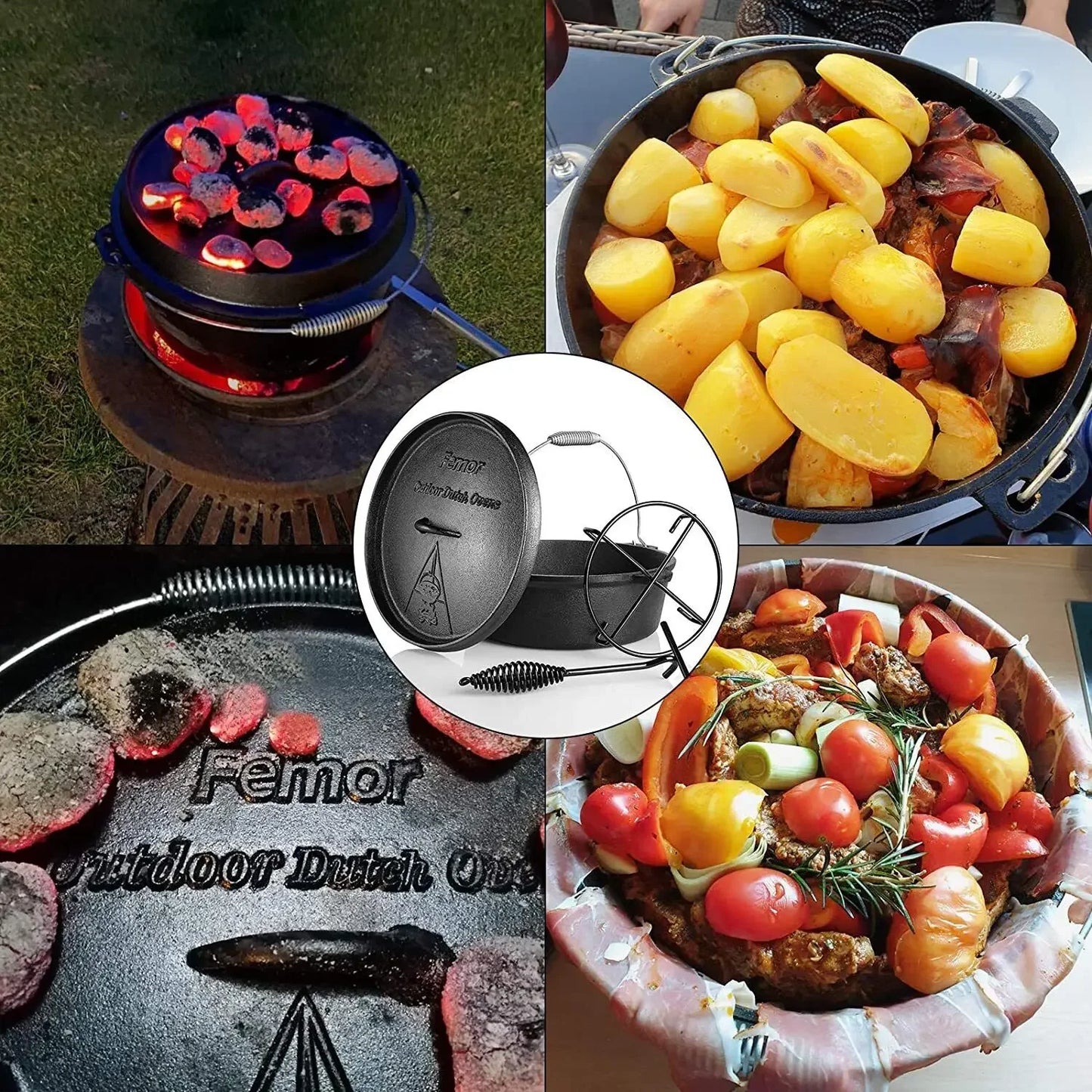 12 L Dutch Oven Cast Iron Fire Pot .