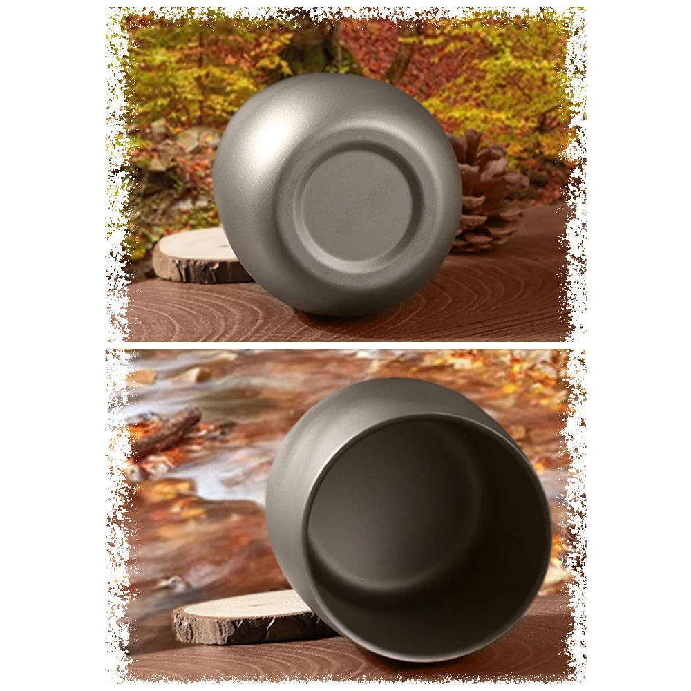 Tomshoo Titanium Cup Insulated Double Wall Drink Cup Outdoor Camping Titanium Water Cup for Camping Hiking Cool Camping Gear