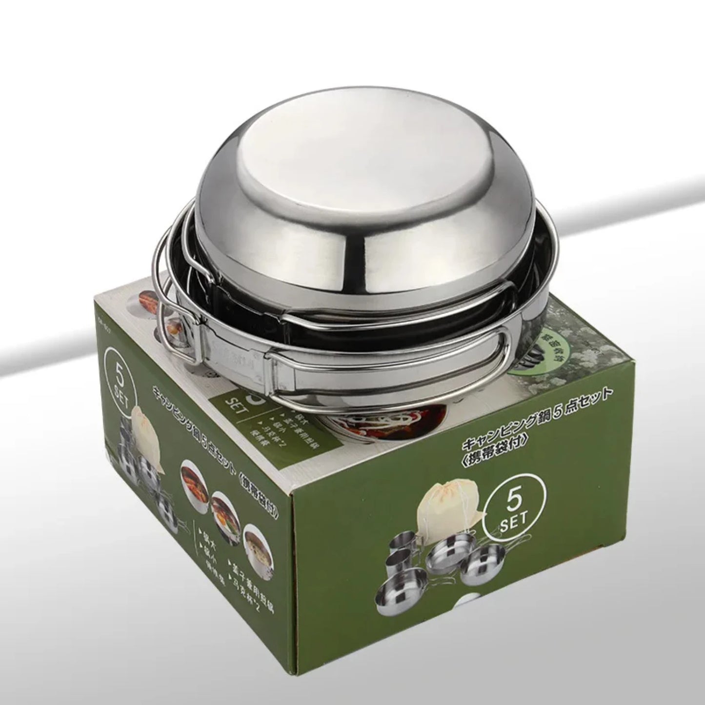 5pcs Camping Pot Set 304 Stainless Steel .