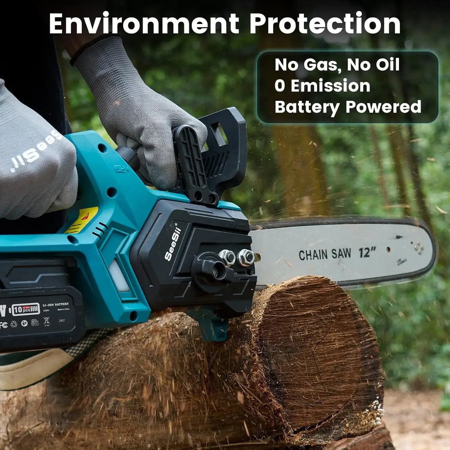 Chainsaw Cordless 12-inch Brushless Electric Chain Saw.