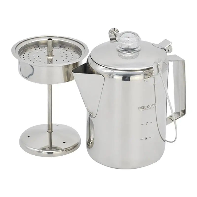 Camping Percolator Coffee Pot Distilled Coffee Pot Stainless Steel Coffee Stovetop 9 Cup Mocha Coffee Pot For Camping Accessory