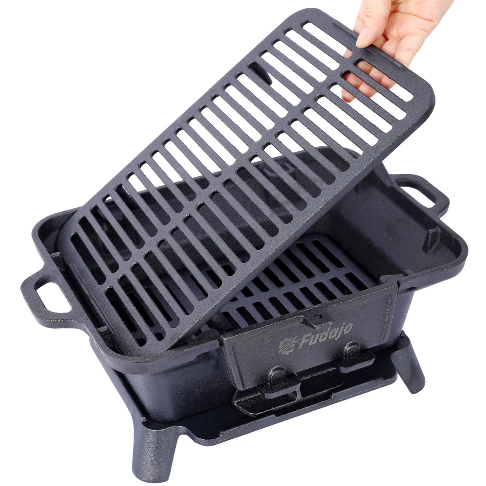 Grill Outdoor, Portable Charcoal Grill Tabletop Cast Iron.