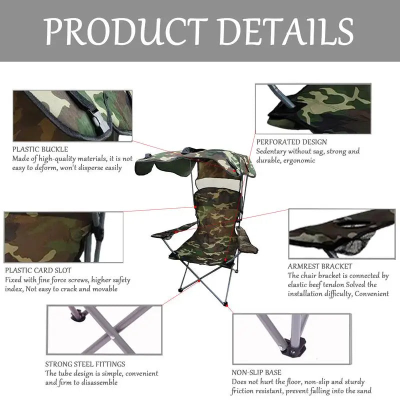 Folding Chair With Sun Shield Lounge Portable.