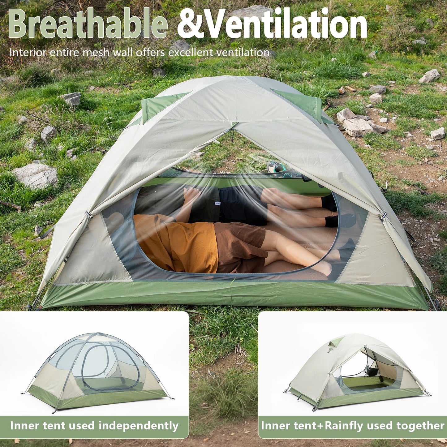 Ultralight Outdoor Camping Tent 2 Person Double Layer Waterproof.