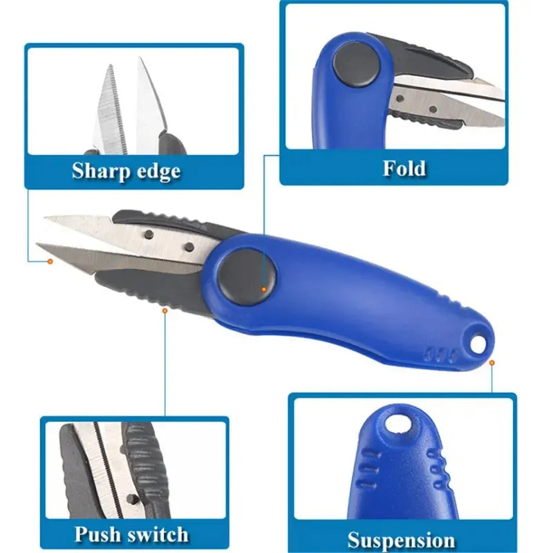 Folding Scissors Stainless Steel Fish Use Scissor Multifunction Fishing Line Cut Clipper Shrimp-Type Fishing Tackles Pesca