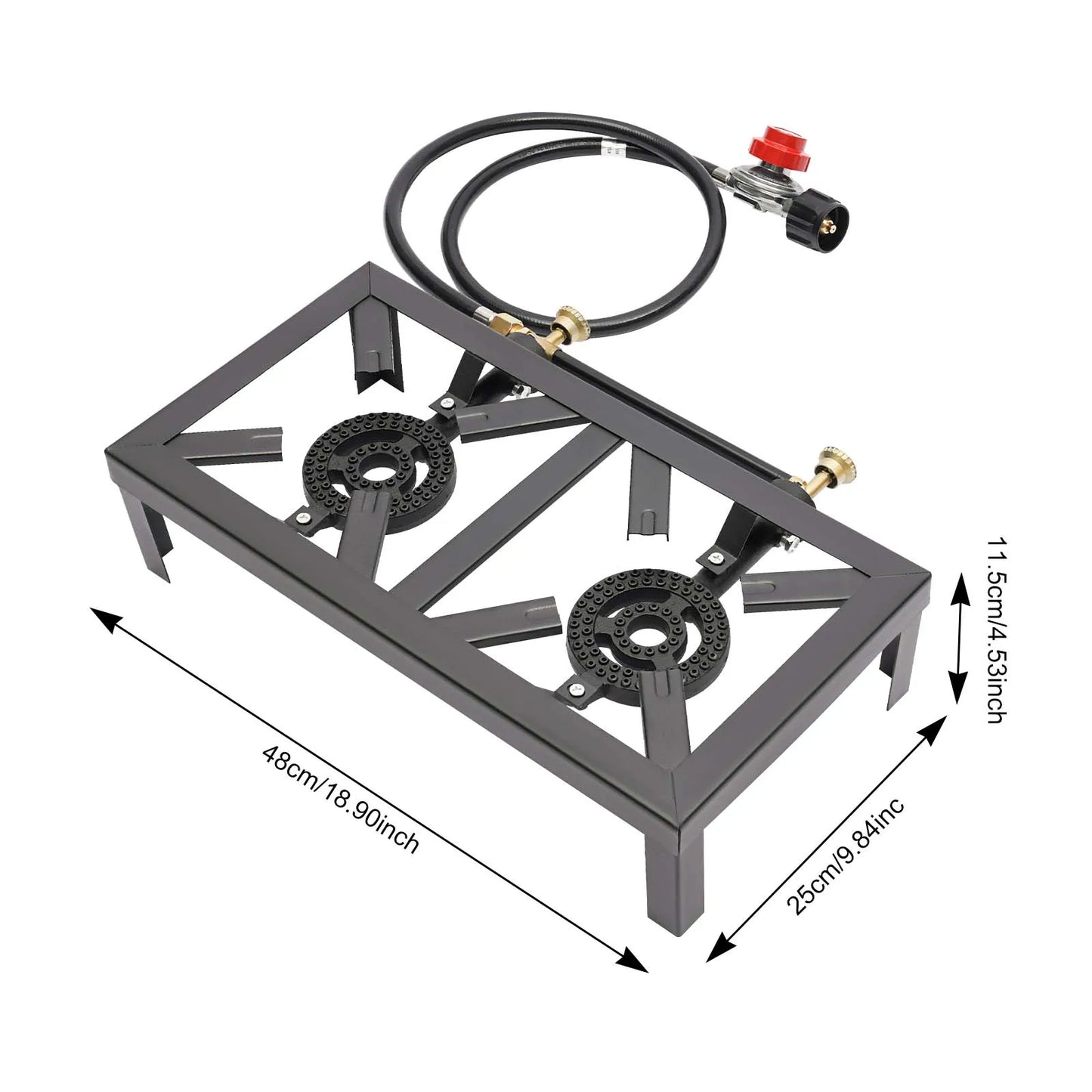 Cast Iron Double Burner Outdoor Camp Stove Propane.