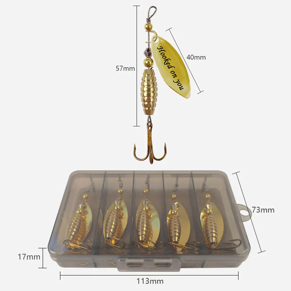 10pcs Boxed Metal Spoon Spinner Fishing Lure with Treble Hook.