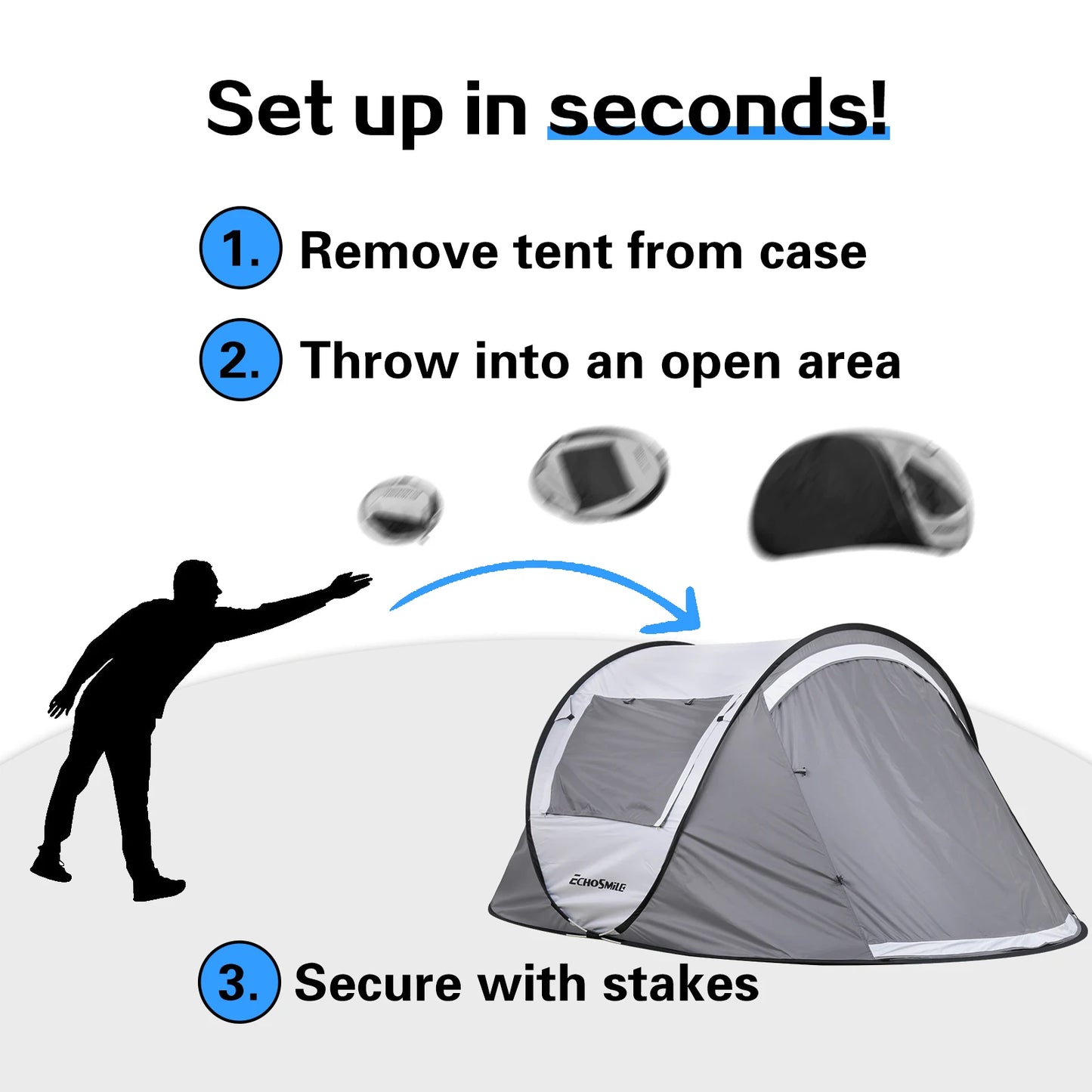 White and gray automatic opening pop up tent