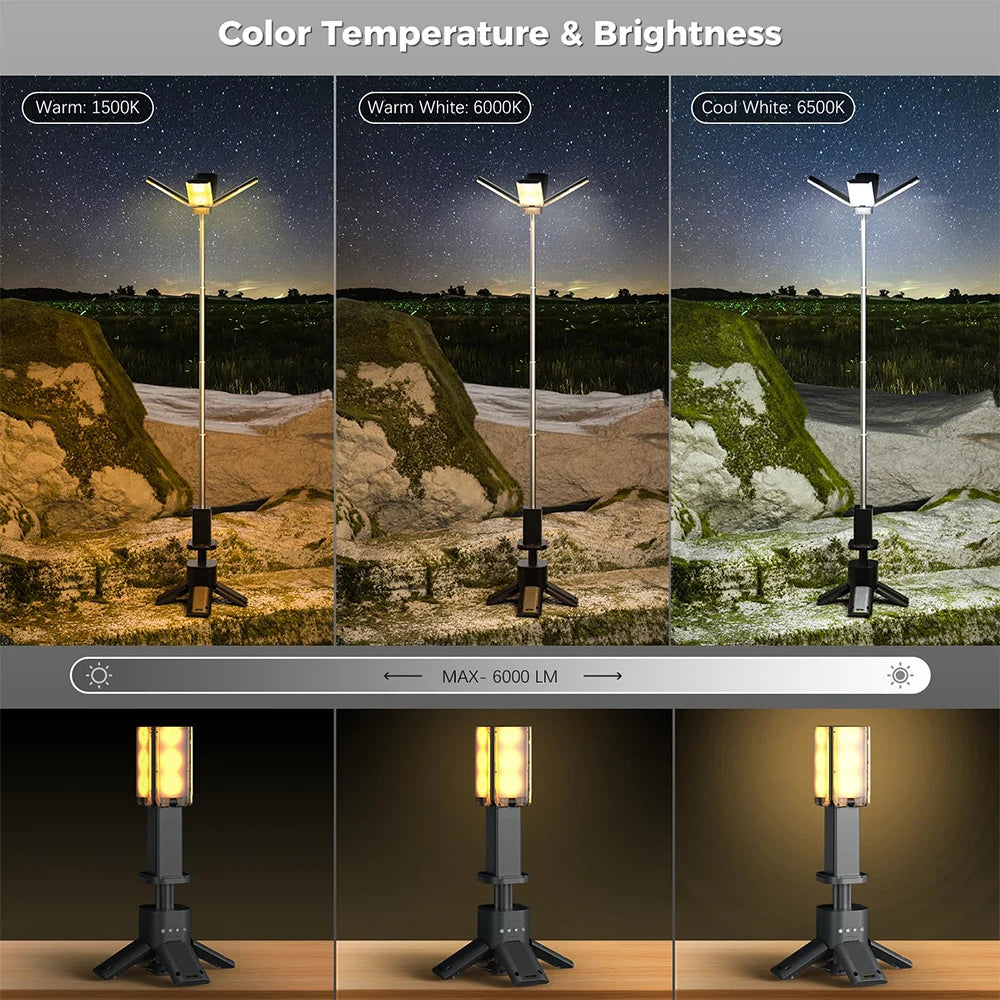 14000mAh Rechargeable Bright Rotatable Telescopic LED RV Camping Lantern.
