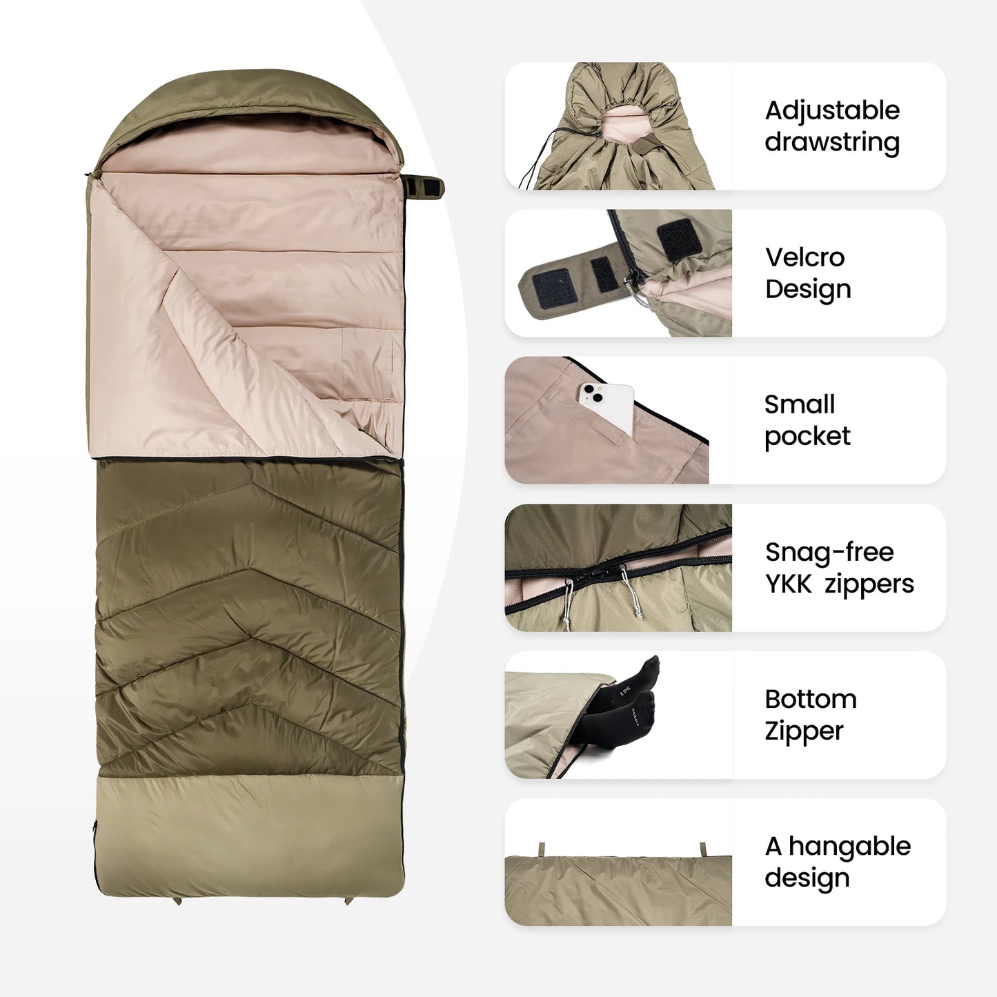 Sleeping Bag Waterproof 3 Season Warm.