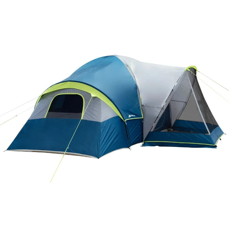 10-Person Dome Tent with Screen Porch – 3-Room Tent with Weather Protection.