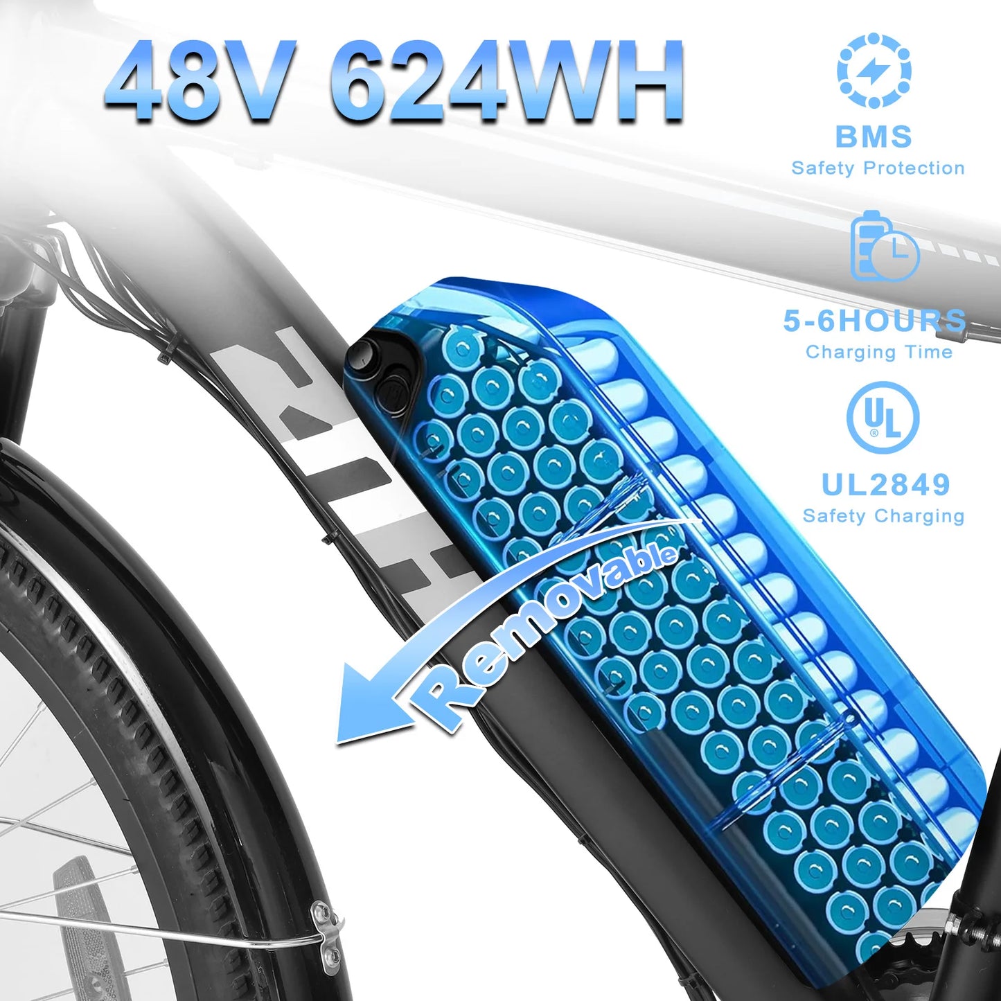1000W Peak 48V Electric Bike for Adults, 26 inch Electric Mountain Bike 50Miles Range 20 MPH.