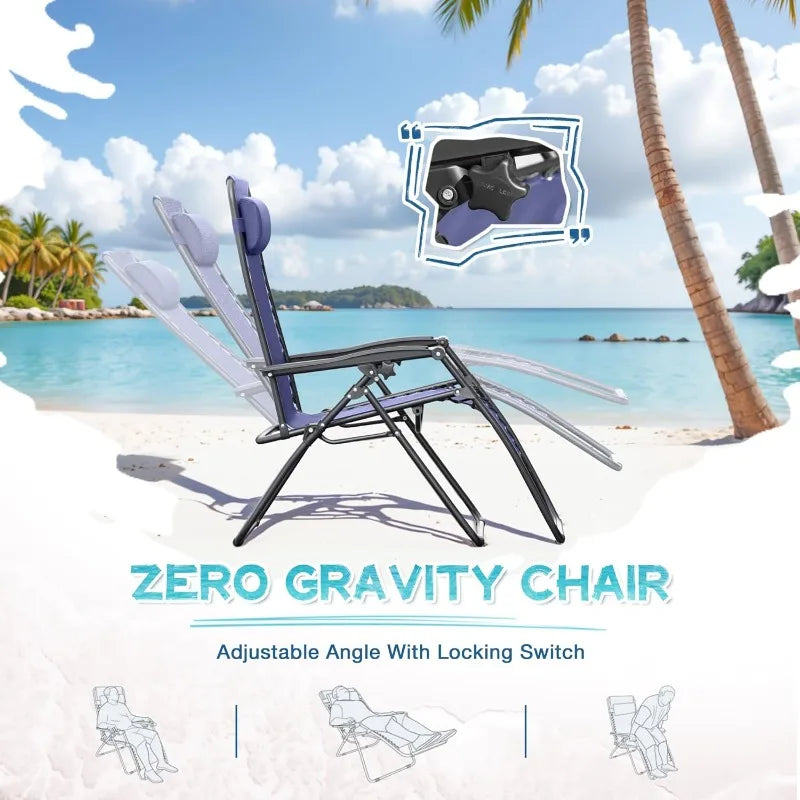 Zero Gravity Chairs Set of 2 Adjustable Mesh Recliners.