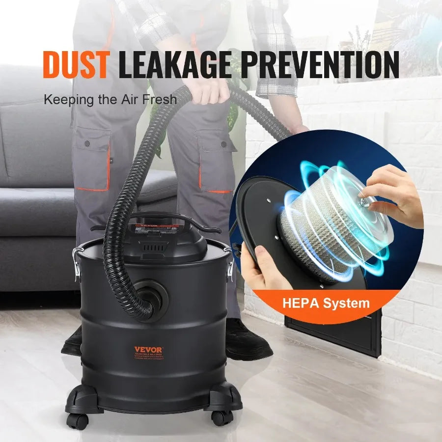 Ash Vacuum5 Gallon 1200W for Fireplaces Pellet Stoves Grills BBQ.