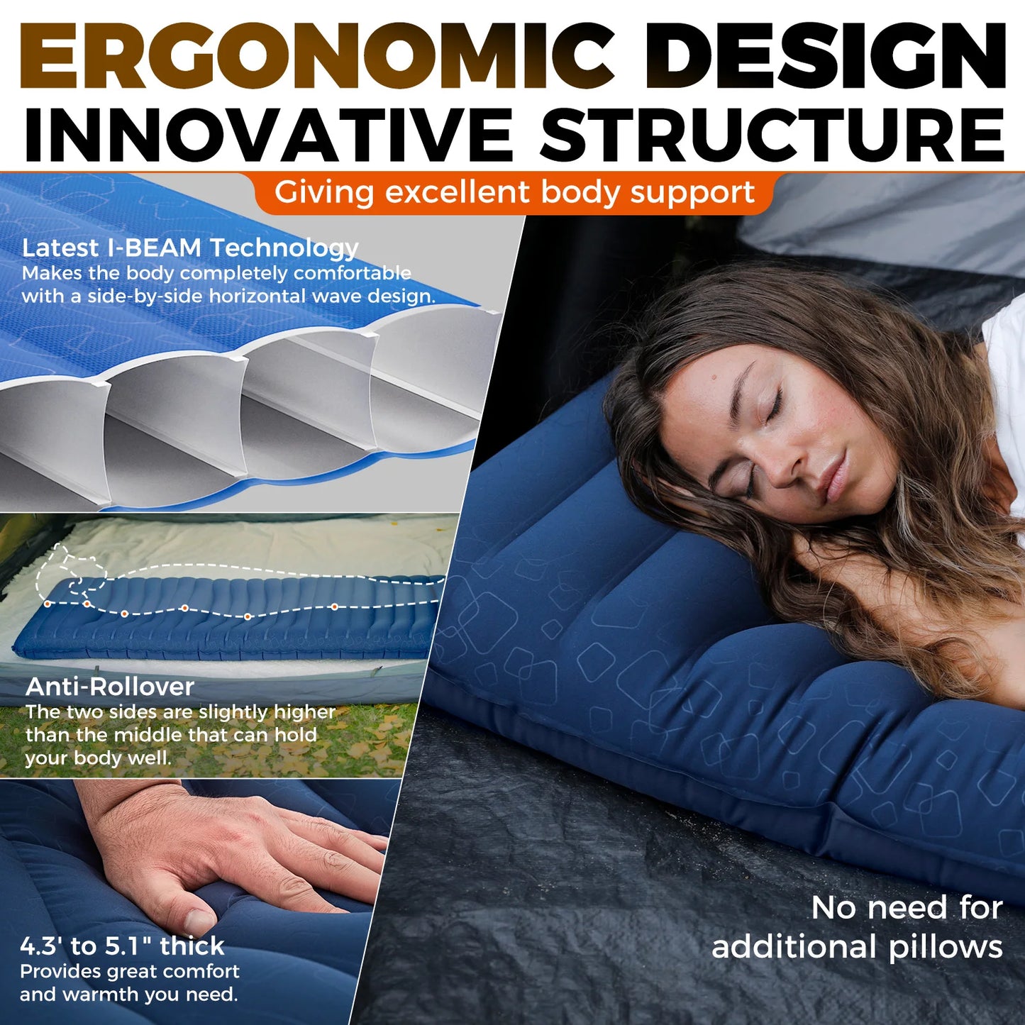 Sleeping Pad, Ultralight Inflatable Sleeping Pad.