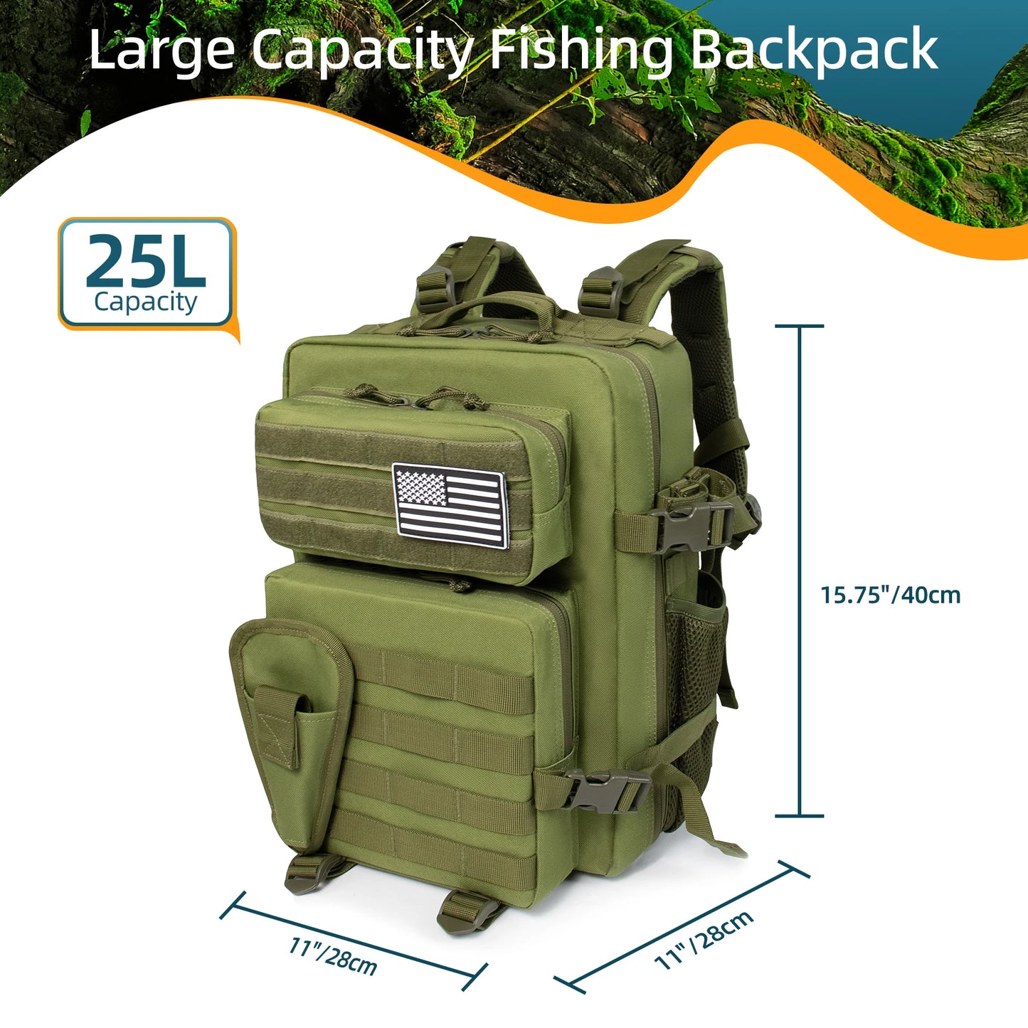 25L Fishing Hunting Backpack .