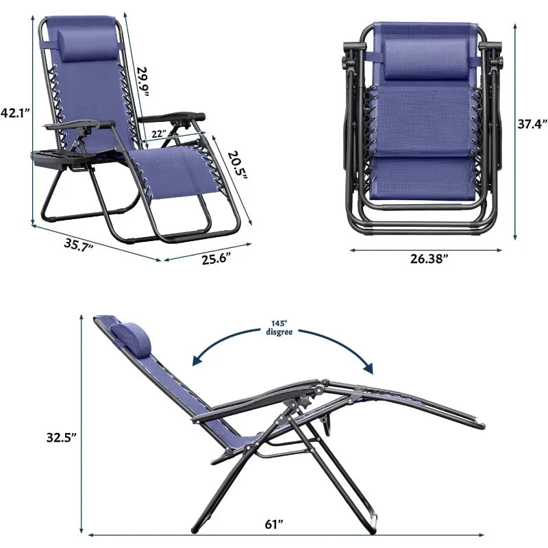 Zero Gravity Chairs Set of 2 Adjustable Mesh Recliners.